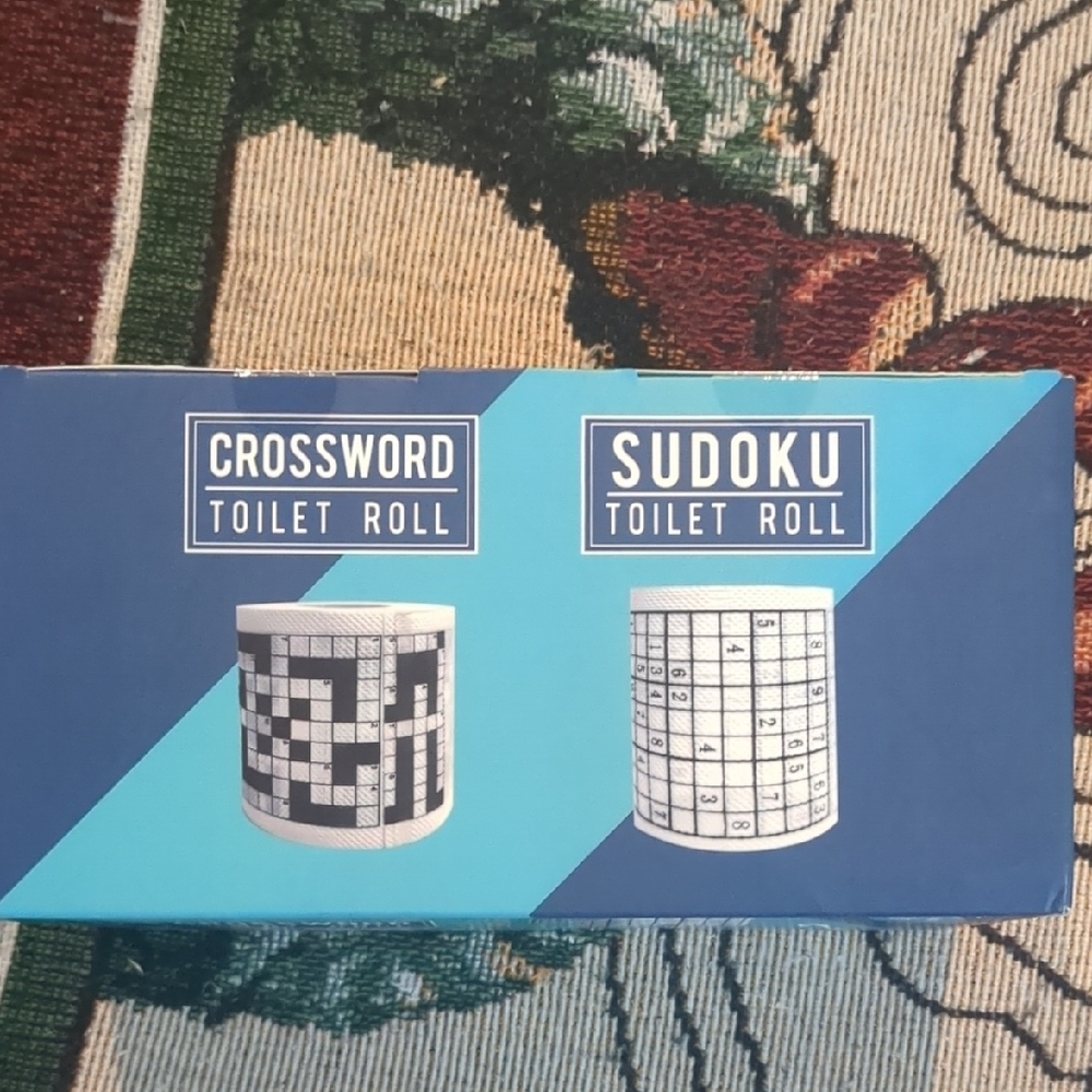Crossword and Sudoku Toilet Roll Set - Black and White